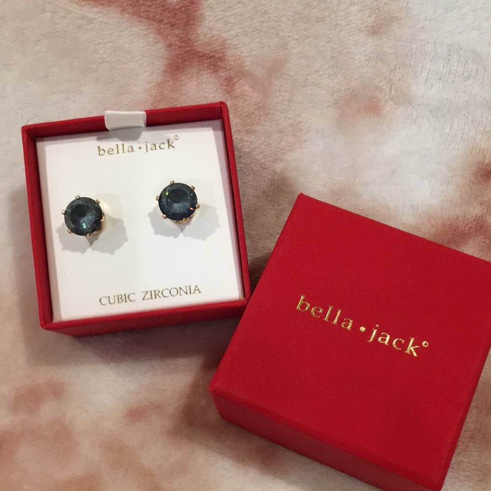 Bella & Jack Sapphire Cubic Zirconia Stud Pierced Earrings Boxed Set, NWT